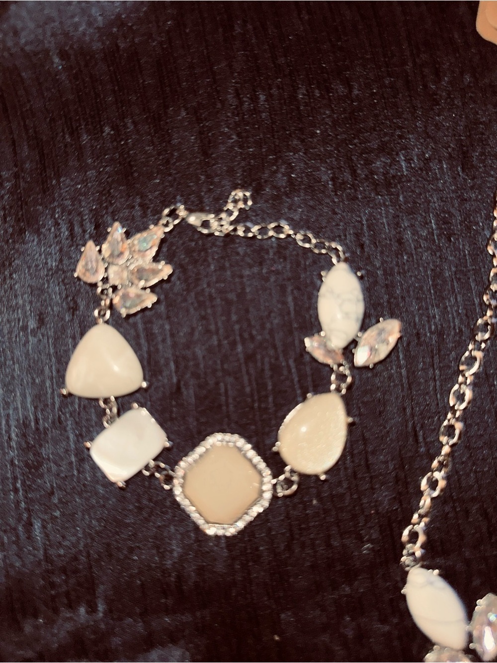 Elegant Cream Statement Necklace and Earring Set and bracelet - Picture 6 of 6
